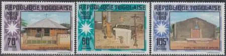 Togo Mi.Nr. 1652-54 Weihnachten 1983, Kirchen (3 Werte)