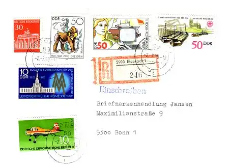 Deutsche Einheit Ebf. Mischfr. mit DDR 1743, 1750, 3021, 3029, 3087, Bund 508