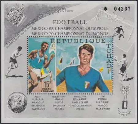 Tschad Mi.Nr. Block 8A Olympisches Fußballturnier 1968 und WM 1970 