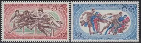 Tschad Mi.Nr. 211-12 Olympia 1968 Mexiko, Hürden- und Staffellauf (2 Werte)