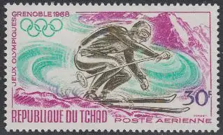 Tschad Mi.Nr. 195 Olympia 1968 Grenoble, Skiabfahrtslauf (30)