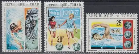 Tschad Mi.Nr. 379-81A Olympia 1972 München (3 Werte)