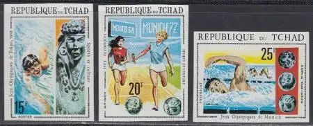 Tschad Mi.Nr. 379-81B Olympia 1972 München (3 Werte)