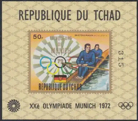 Tschad Mi.Nr. Block C 56 Olympia 1972 München, Rudern Sieger Brietzke/Mager 