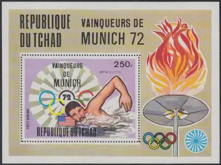 Tschad Mi.Nr. Block 57A Olympia 1972 München, Schwimmen, Sieger Mark Spitz 