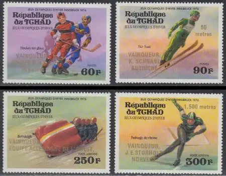 Tschad Mi.Nr. 731-34A Olympia 1976 Innsbruck, Goldaufdruck d.Siegernamen (4 W.)