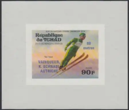 Tschad Mi.Nr. 732Sb Olympia 1976 Innsbruck, Skispringen, Sieger Schnabl (90)