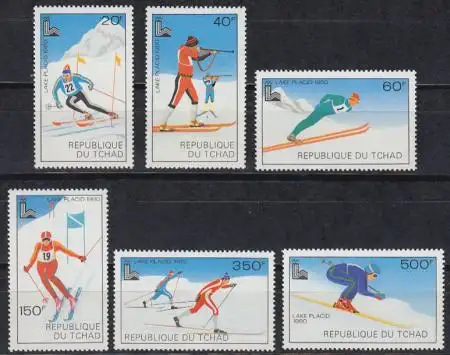 Tschad Mi.Nr. 877-82 Olympische Winterspiele Lake Placid 1980 (6 Werte)