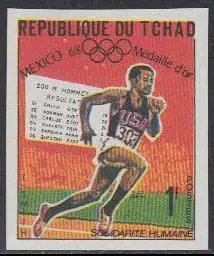 Tschad Mi.Nr. 241B Olympia 1968 Mexiko, Goldmedaille 200 m T.Smith (1)