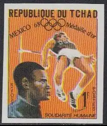 Tschad Mi.Nr. 244B Olympia 1968 Mexiko, Goldmedaille Hochsprung Fosbury (1)