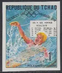 Tschad Mi.Nr. 253B Olympia 1968 Mexiko, Goldmedaille Schwimmen R. Matthes (1)