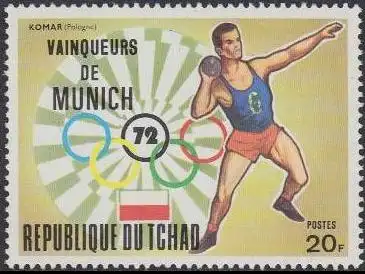 Tschad Mi.Nr. 621A Olympia 1972 München, Kugelstoßen Sieger Komar (20)