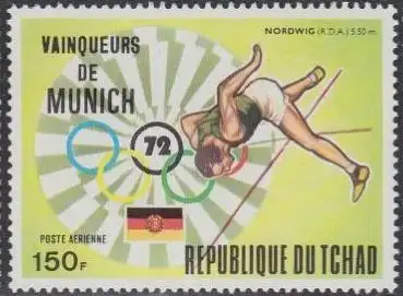 Tschad Mi.Nr. 624A Olympia 1972 München, Stabhochsprung Sieger Nordwig (150)