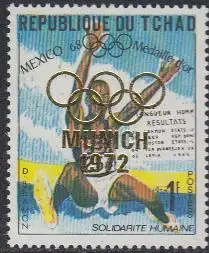 Tschad Mi.Nr. 464A Olympia 1968 Gold Weitsprung Beamon, Aufdr. Munich 1972 (1)