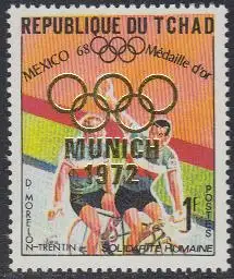 Tschad Mi.Nr. 472A Olympia 1968 Gold Rad Morelon/Trentin, Aufdr. Munich 1972 (1)