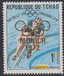 Tschad Mi.Nr. 473A Olympia 1968 Gold Rad Trentin, Aufdr. Munich 1972 (1)