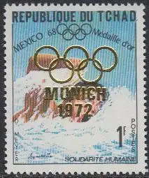 Tschad Mi.Nr. 477A Olympia 1968 Gold Schwimmen D. Meyer, Aufdr. Munich 1972 (1)