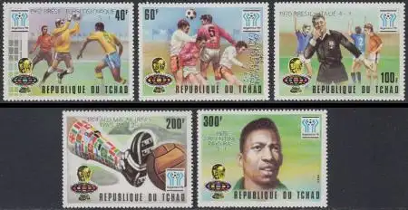 Tschad Mi.Nr. 841-45 Fußball-WM 1978 Argentinien MiNr. 811-15 m.Aufdr. (5 Werte)