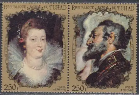 Tschad Mi.Nr. Zdr.520-21 Rubens Gemälde Maria de Medici und Heinrich IV 