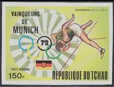 Tschad Mi.Nr. 624B Olympia 1972 München, Stabhochsprung, Sieger Nordwig (150)