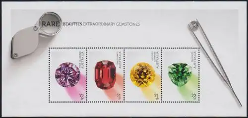 Australien MiNr. Block 406 Geschliffene Edelsteine, u.a.Saphir,Diamant