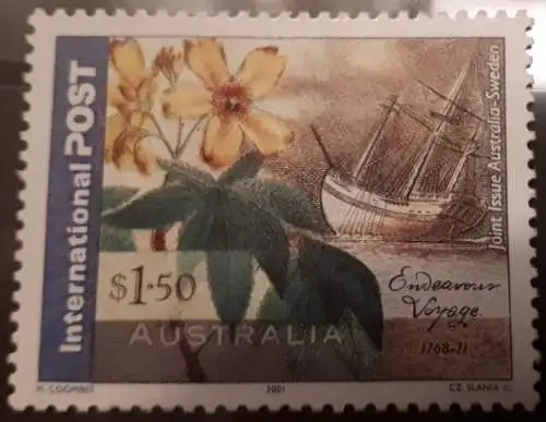 Australien MiNr. 2075 Daniel Solander, Cochlospermum gillivraei, Segelschiff Endeavour (1,50)