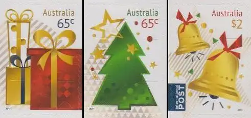 Australien MiNr. 4726-28IBA Weihnachten, Geschenke Weihnachtsb. Glocken,skl (3W)