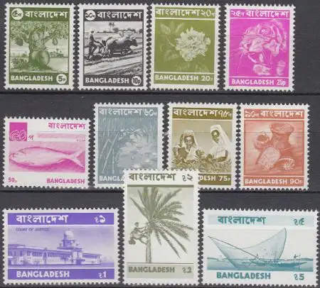 Bangladesch Mi.Nr. 59-69 Freim. Bilder a.Bangladesch kleineres Format (11 Werte)