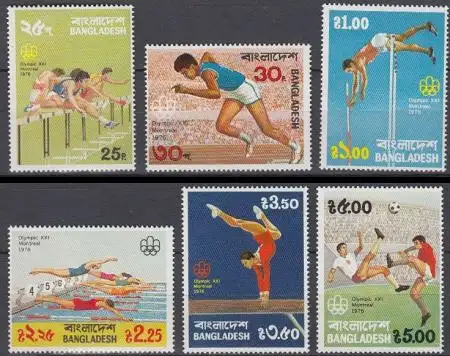 Bangladesch Mi.Nr. 80-85a Olympiade 1976 Montreal (6 Werte)