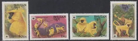 Bhutan Mi.Nr. 840-43 Weltweiter Naturschutz, Goldlangur (4 Werte)