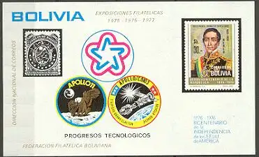 Bolivien Mi.Nr. Block 60, Briefmarkenausstellungen, 200 Jahre USA