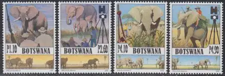 Botswana Mi.Nr. 879-82 Elefant und Mensch (4 Werte)