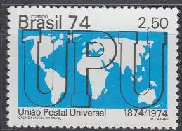 Brasilien Mi.Nr. 1453 100J. Weltpostverein UPU, Weltkarte (2,50)