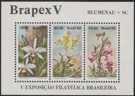 Brasilien Mi.Nr. Block 49 Briefmarkenausstellung Brapex V, Orchideen 