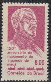 Brasilien Mi.Nr. 1050 Visconde de Mauá, Eisenbahnbauer, 4 kleine Loks (8,00)