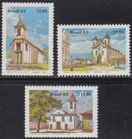 Brasilien Mi.Nr. 1906-08 Barocke Kirchen in Minas Gerais (3 Werte)