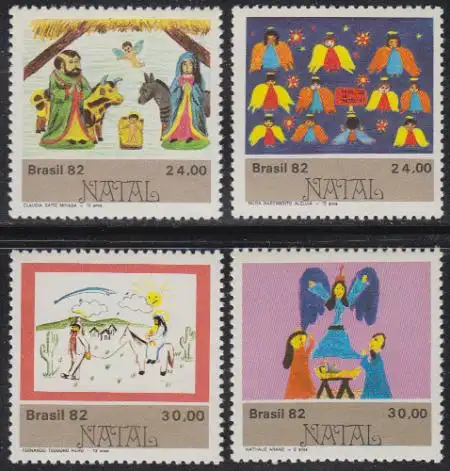 Brasilien Mi.Nr. 1933-36 Weihnachten, Kinderzeichnungen (4 Werte)