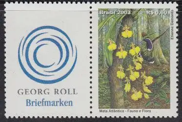 Brasilien Mi.Nr. 3331Zf Grußmarke Tropenwald mit Kolibri + Orchidee  (0,60)