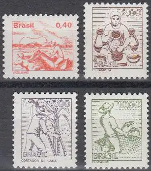 Brasilien Mi.Nr. 1598-1601x Freim. Einheimische Berufe (4 Werte)