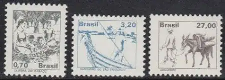 Brasilien Mi.Nr. 1734-36 Freim. Einheimische Berufe (3 Werte)