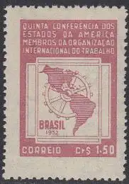 Brasilien Mi.Nr. 779 Regionalkonferenz der ILO, Landkarte (1,50)