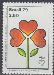 Brasilien Mi.Nr. 1714 Kardiologen-Kongreß,  Blume aus Herzen (2,50)