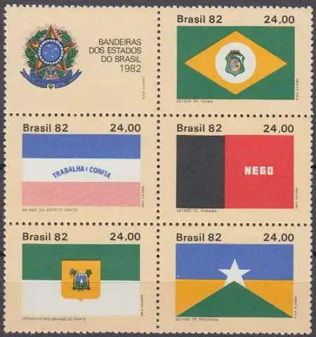 Brasilien Mi.Nr. Zdr.1937-41 Flaggen der Bundesstaaten 