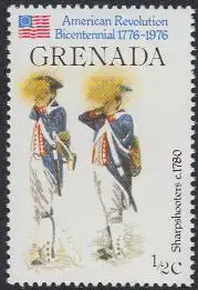 Grenada Mi.Nr. 749 200J. Unabhängigkeit der USA, Scharfschützen um 1780 (1/2)