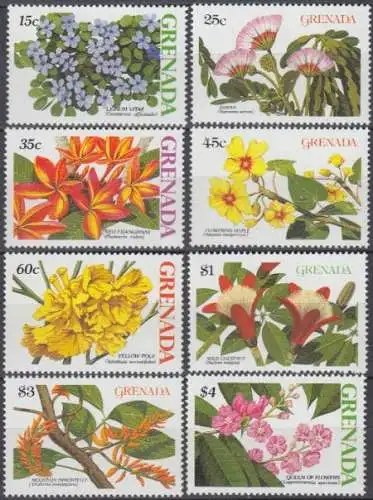 Grenada Mi.Nr. 1819-26 Blüten von Bäumen und Sträuchern (8 Werte)