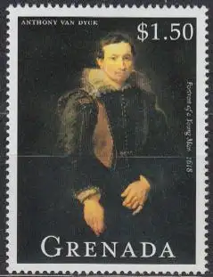 Grenada Mi.Nr. 4106 400.Geb. van Dyck, Gemälde Porträt jungen Mannes (1,50)