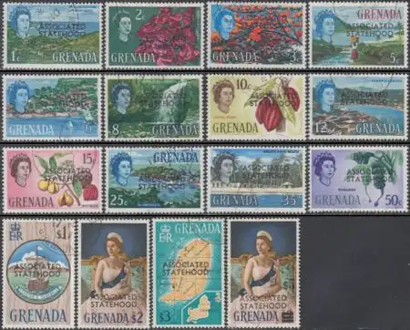 Grenada Mi.Nr. 233-48 Freim. Grenada i.Staatsverband Großbrit.,Aufdr. (16 Werte)