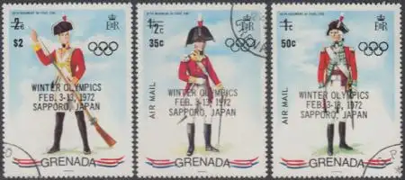 Grenada Mi.Nr. 433-35 Olympia 1972 Sapporo, Uniformen Aufdr.a.MiNr.422-24 (3 W.)