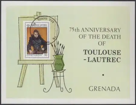 Grenada Mi.Nr. Block 57 75.Todestag Henri de Toulouse-Lautrec, Dame mit Boa