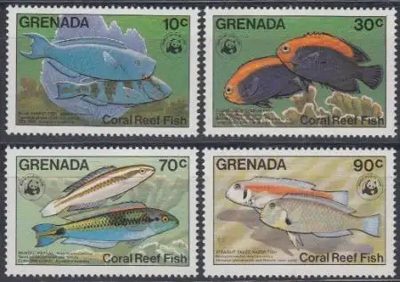 Grenada Mi.Nr. 1299-1302 Weltweiter Naturschutz, Fische (4 Werte)